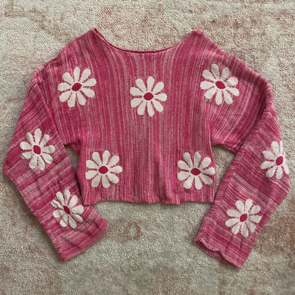 Altar’d State Pink Flower Sweater
